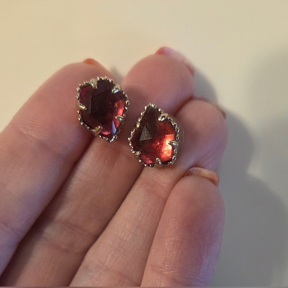 Kendra Scott Deep Red Teardrop Stud Earrings